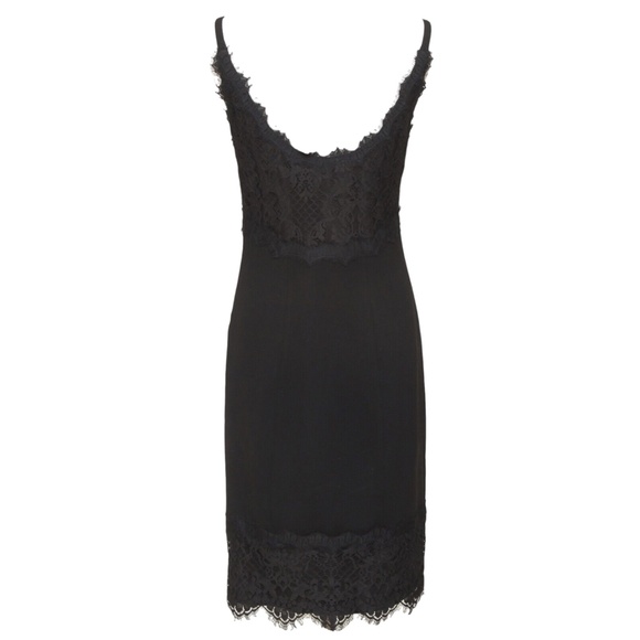 DIANE VON FURSTENBERG Black Dress Lace Spaghetti Strap Knee Length Sz 4 - Picture 4 of 7